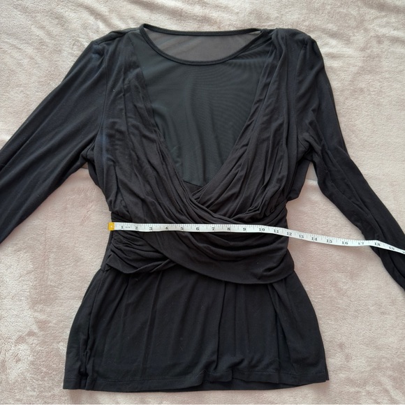 Carmen Elegant Black Drape Top with Mesh Large - Picture 6 of 7